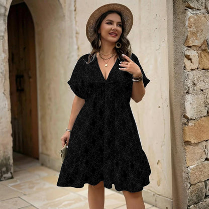 Black Spider Web Babydoll Dress, Gothic V-Neck Mini, Witchy Fall Outfit