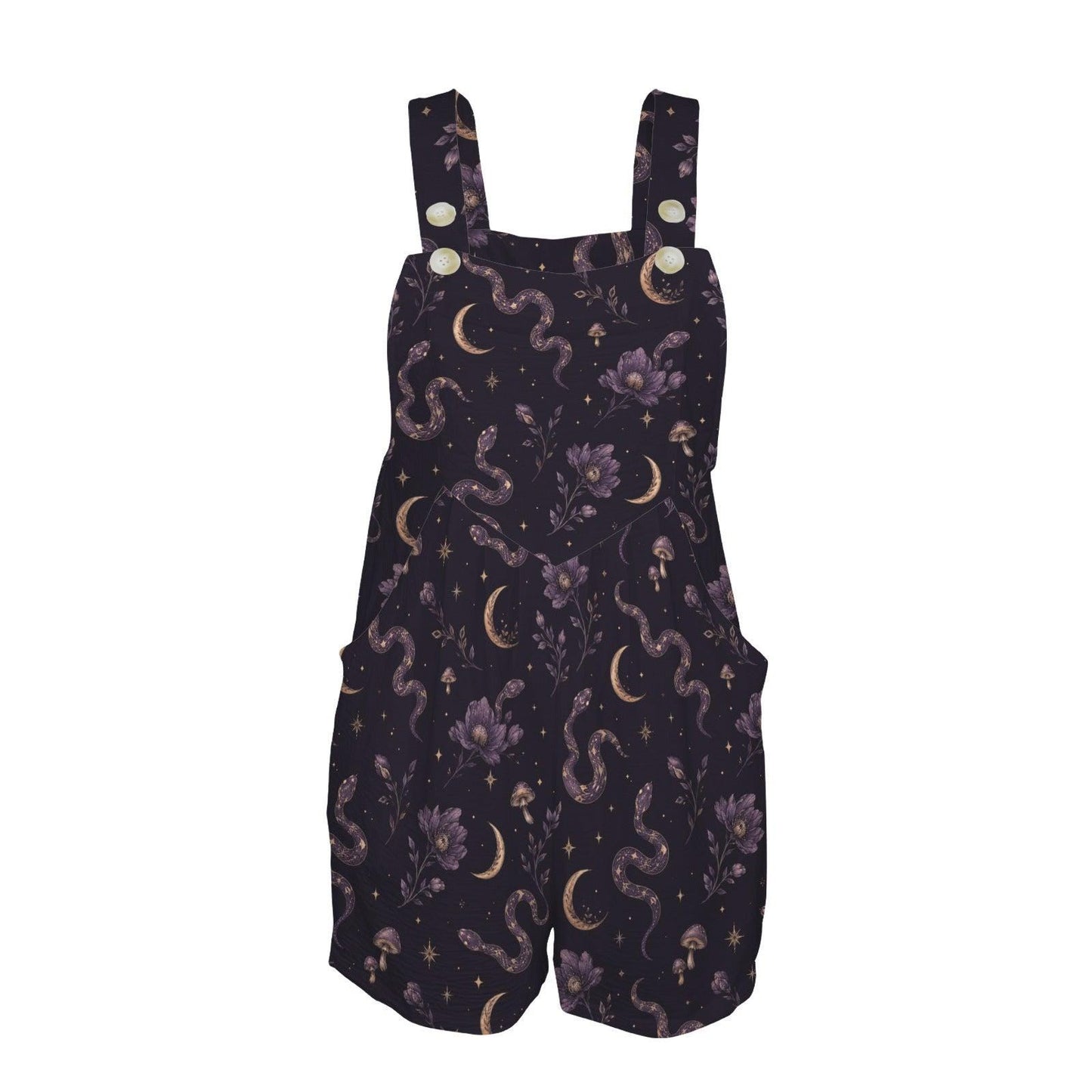 Celestial Moon Paisley Shortalls, Boho Festival Summer Travel Romper