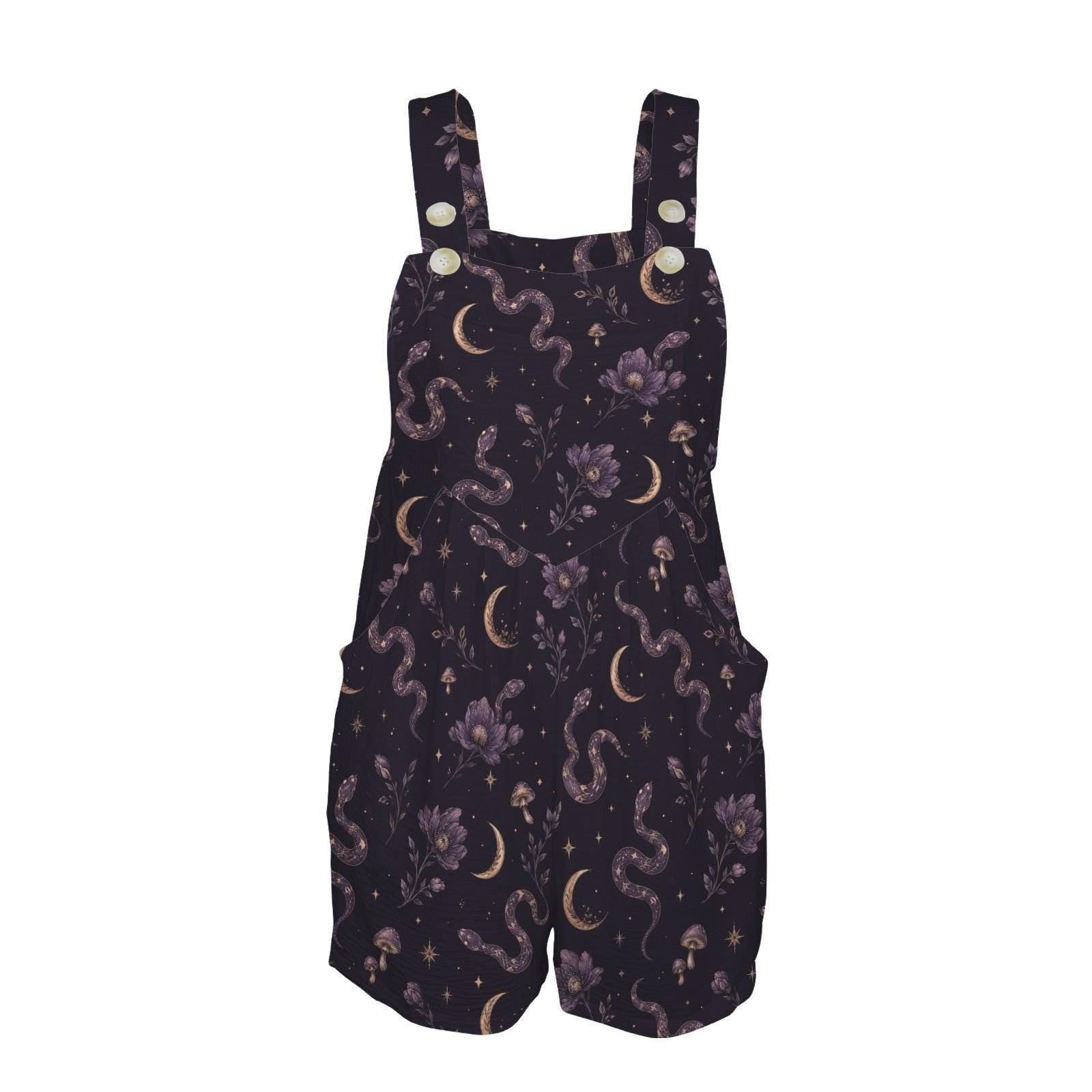 Celestial Moon Paisley Shortalls, Boho Festival Summer Travel Romper