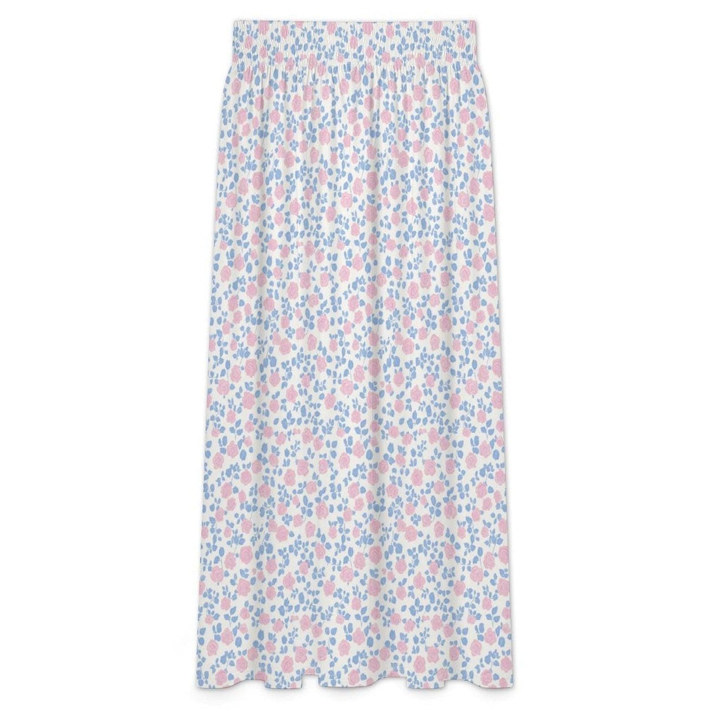 Pastel Floral Maxi Skirt, Blue Pink Meadow Print, Soft Spring Outfits