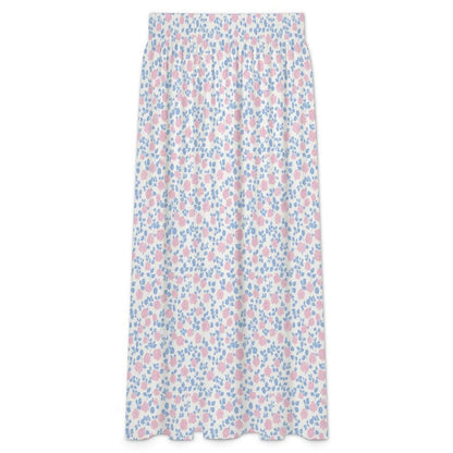 Pastel Floral Maxi Skirt, Blue Pink Meadow Print, Soft Spring Outfits