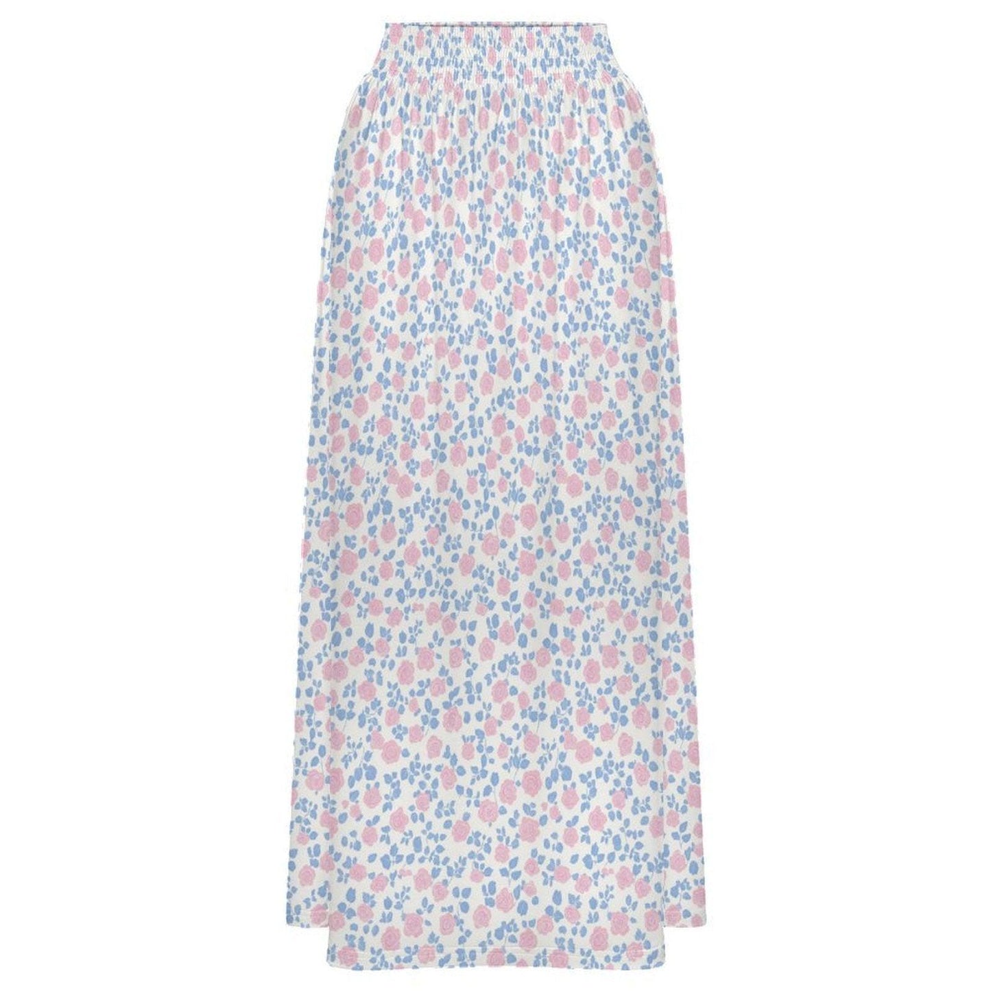 Pastel Floral Maxi Skirt, Blue Pink Meadow Print, Soft Spring Outfits