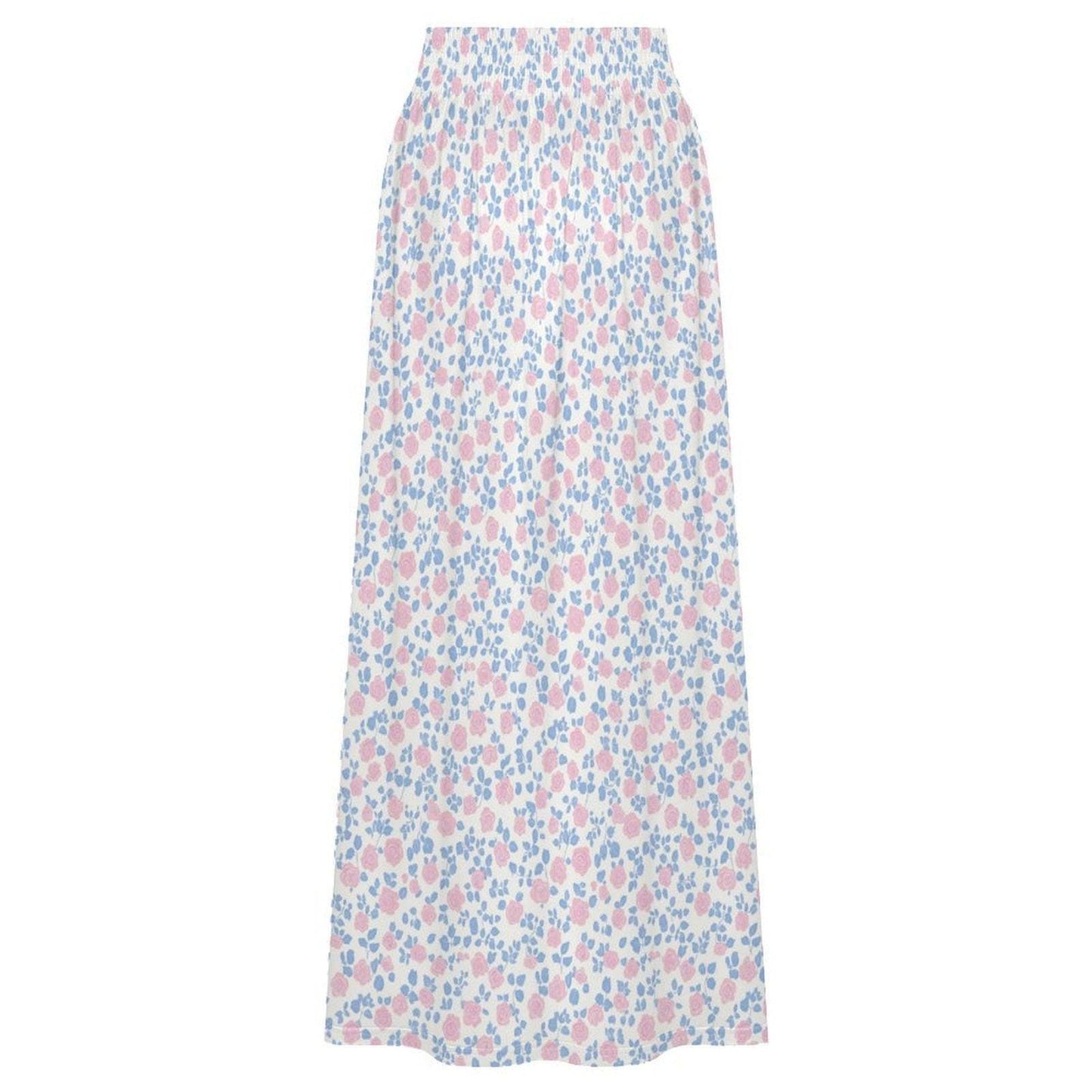 Pastel Floral Maxi Skirt, Blue Pink Meadow Print, Soft Spring Outfits