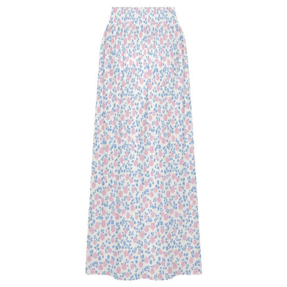 Pastel Floral Maxi Skirt, Blue Pink Meadow Print, Soft Spring Outfits