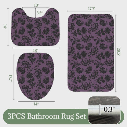 Purple Damask Shower Curtain, Gothic Baroque Bath Decor, Victorian Floral Style