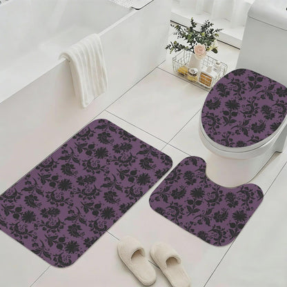 Purple Damask Shower Curtain, Gothic Baroque Bath Decor, Victorian Floral Style
