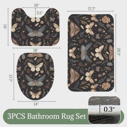 Moth Botanical Shower Curtain, Dark Cottagecore Butterfly Bath Decor