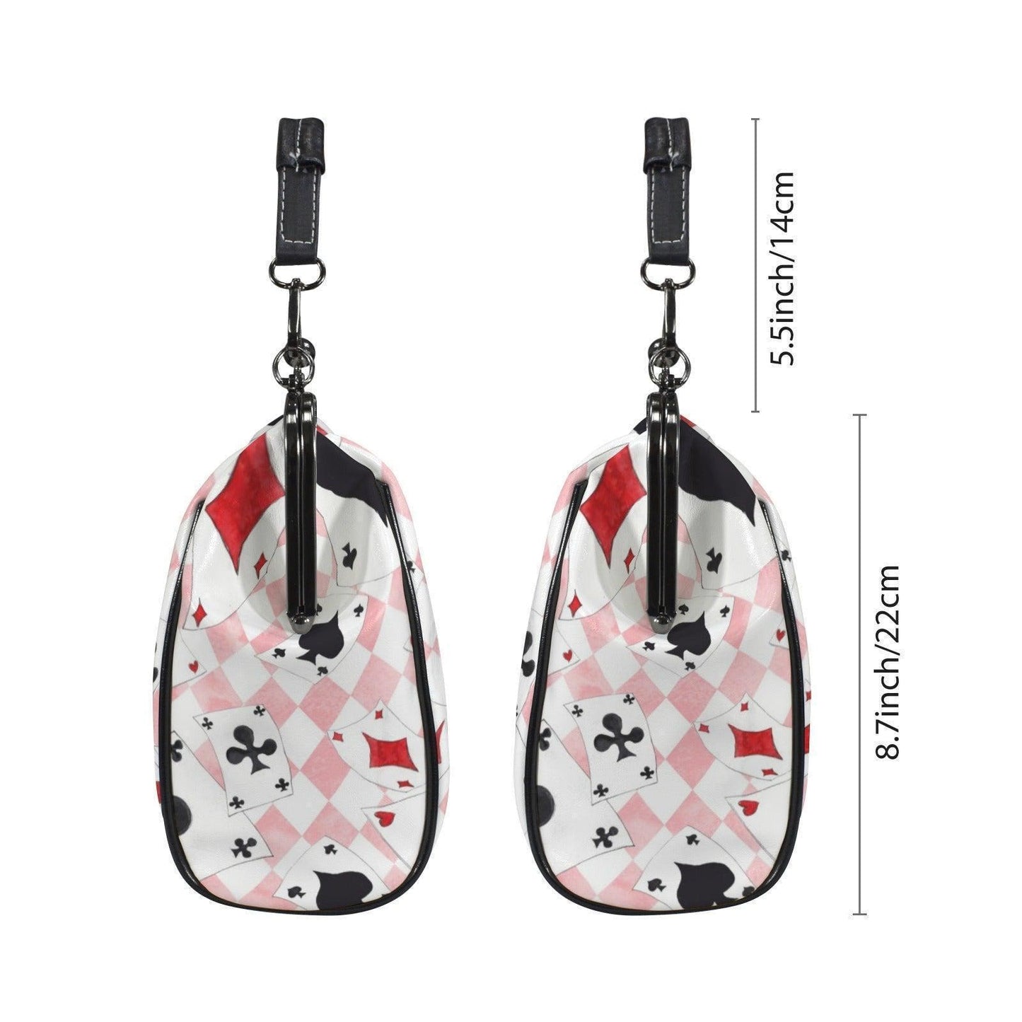 Alice Inspired Harlequin Card Suit Kiss Lock Bag, Pink Wonderland Handbag