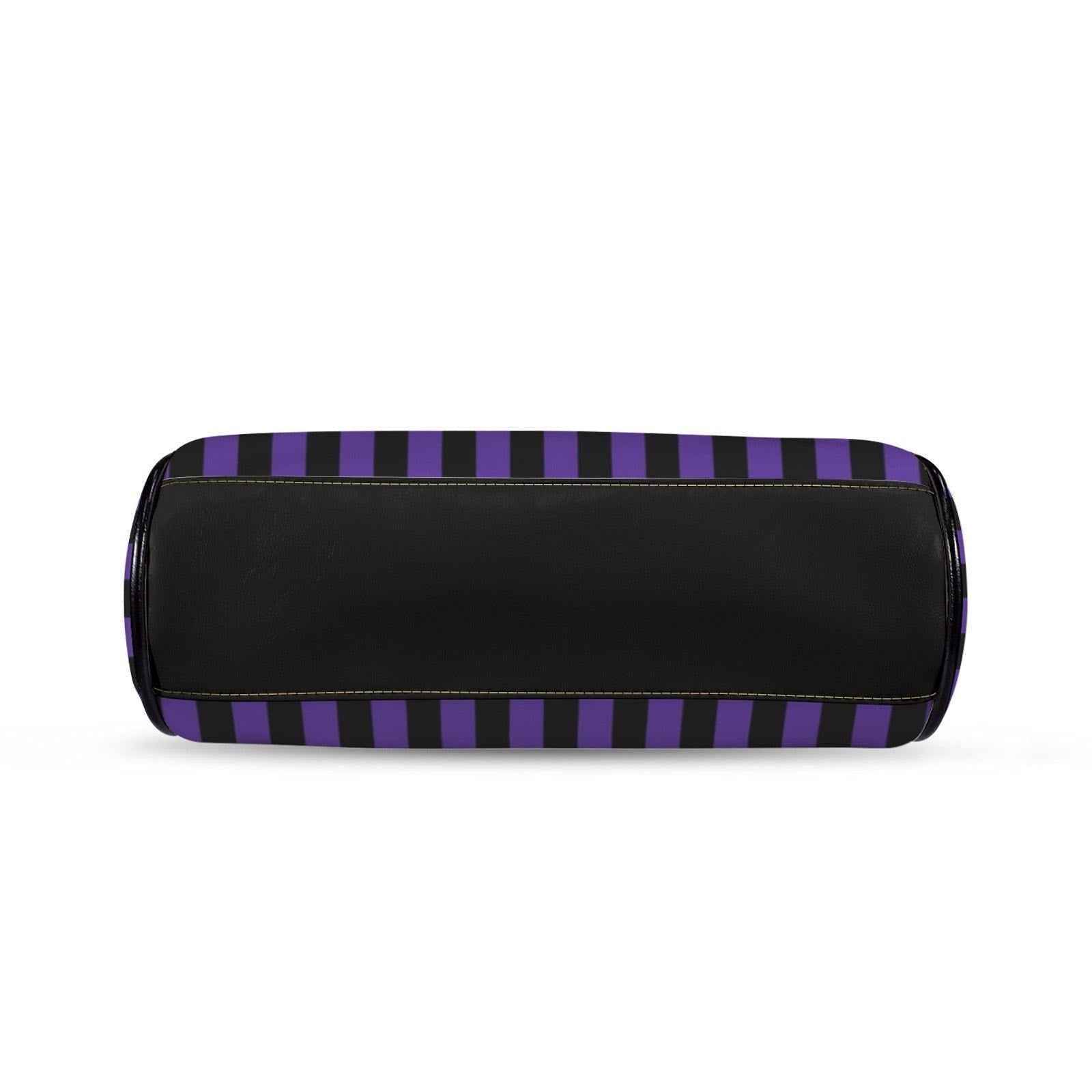 Purple Black Stripe Kiss Lock Purse, Gothic Frame Bag for Witchy Outfit