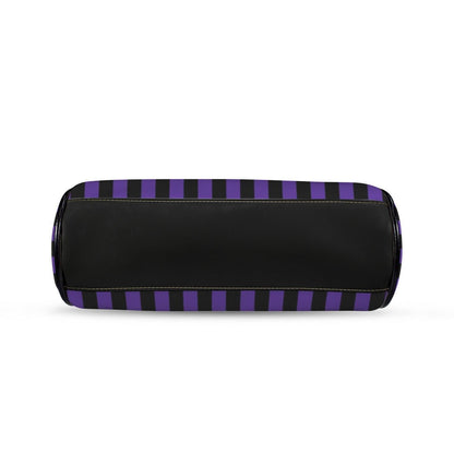 Purple Black Stripe Kiss Lock Purse, Gothic Frame Bag for Witchy Outfit