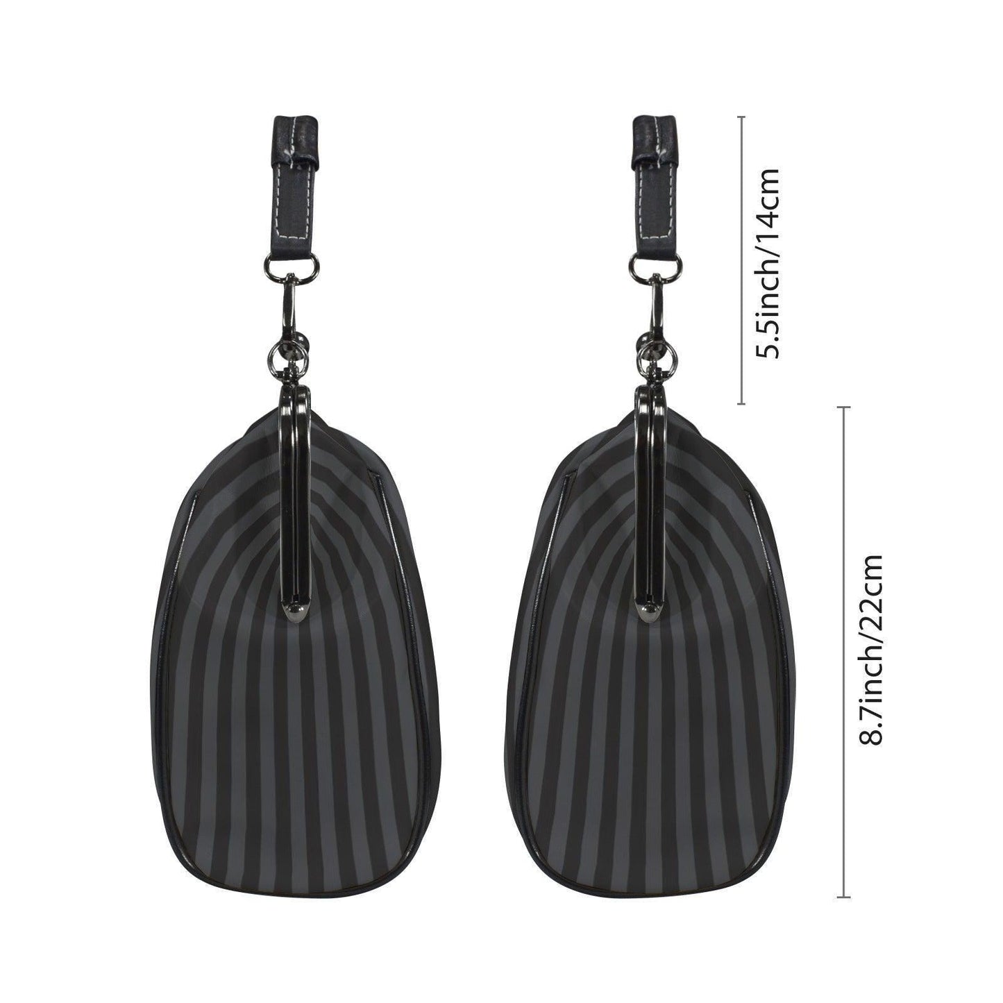 Black Striped Kisslock Bag - Dark Academia Witchcore Gothic Purse Retro Clasp Handbag