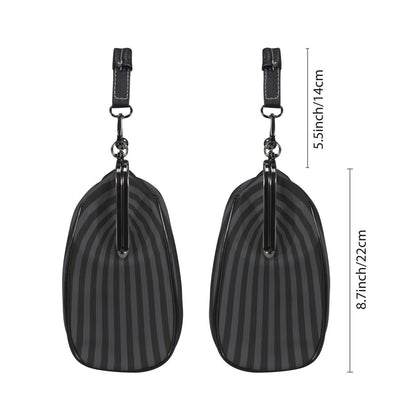 Black Striped Kisslock Bag - Dark Academia Witchcore Gothic Purse Retro Clasp Handbag