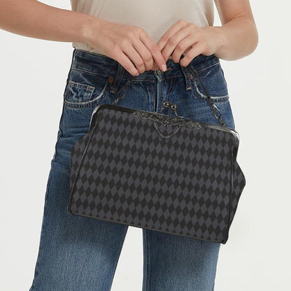 Harlequin Diamond Handbag, Vintage Clasp Purse, Geometric Retro Bag