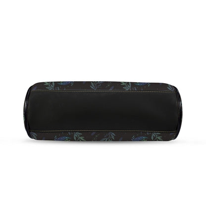 Moon Phase Kiss Lock Purse, Botanical Crescent Handbag in Blue Green Night Sky