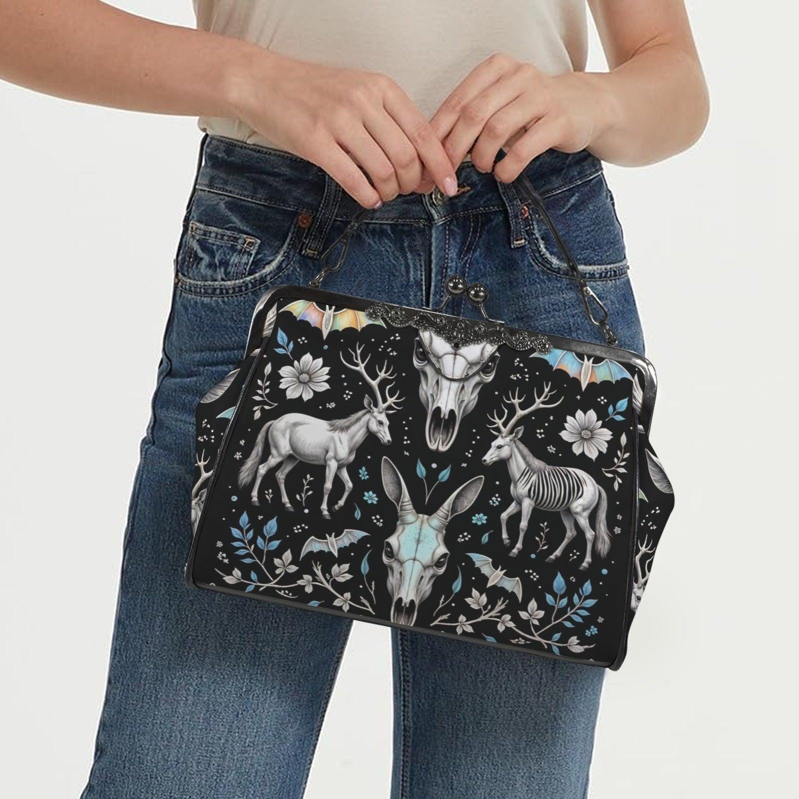 Deer Skull Frame Purse, Taxidermy Style Handbag, Dark Folklore Bag