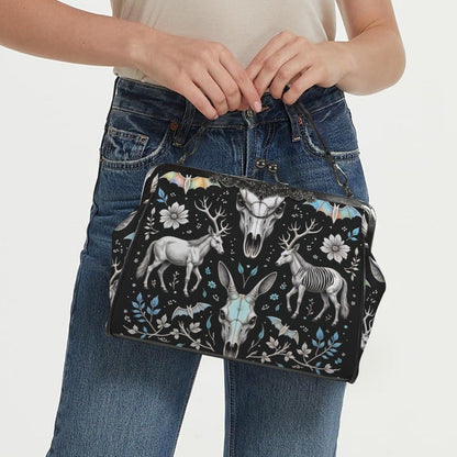Deer Skull Frame Purse, Taxidermy Style Handbag, Dark Folklore Bag