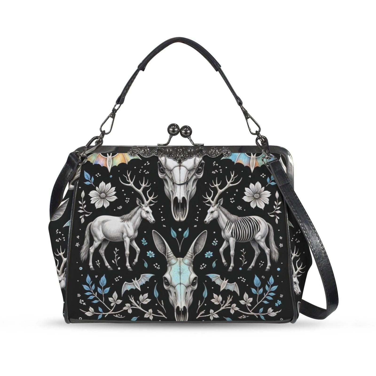 Deer Skull Frame Purse, Taxidermy Style Handbag, Dark Folklore Bag