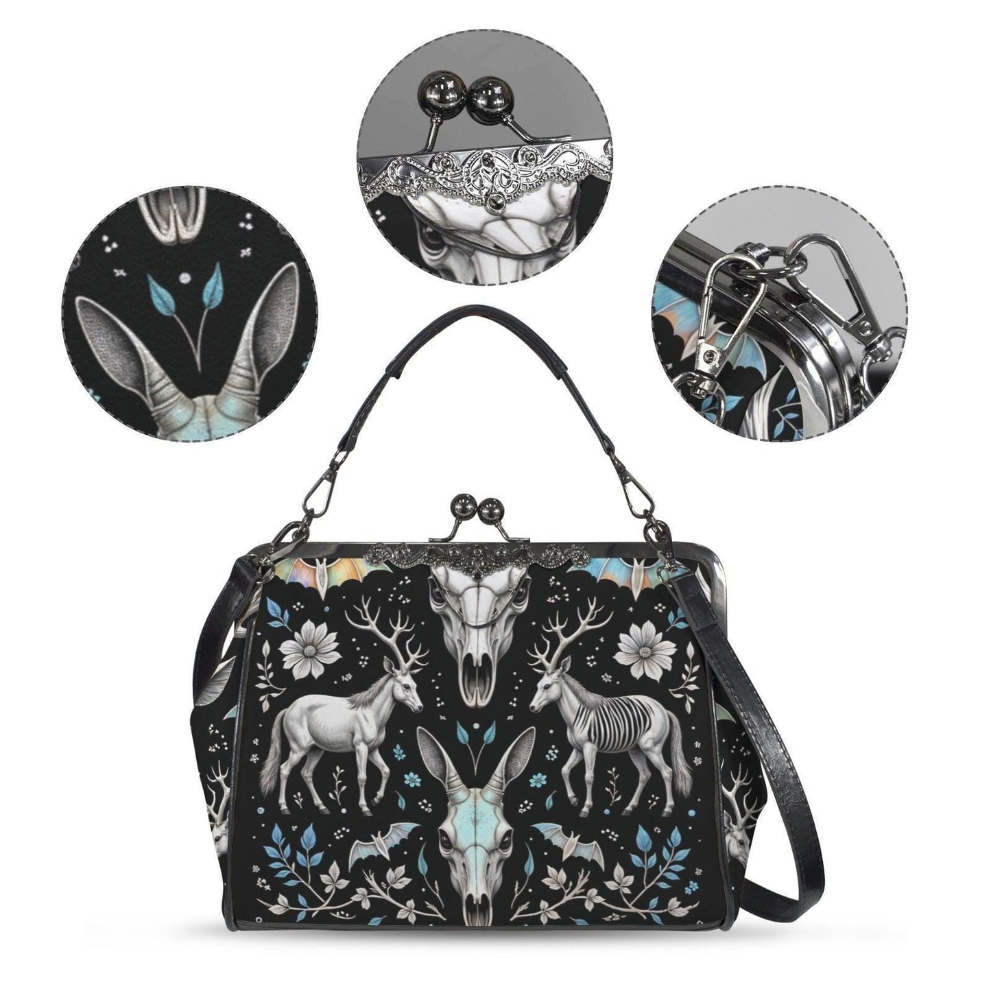 Deer Skull Frame Purse, Taxidermy Style Handbag, Dark Folklore Bag