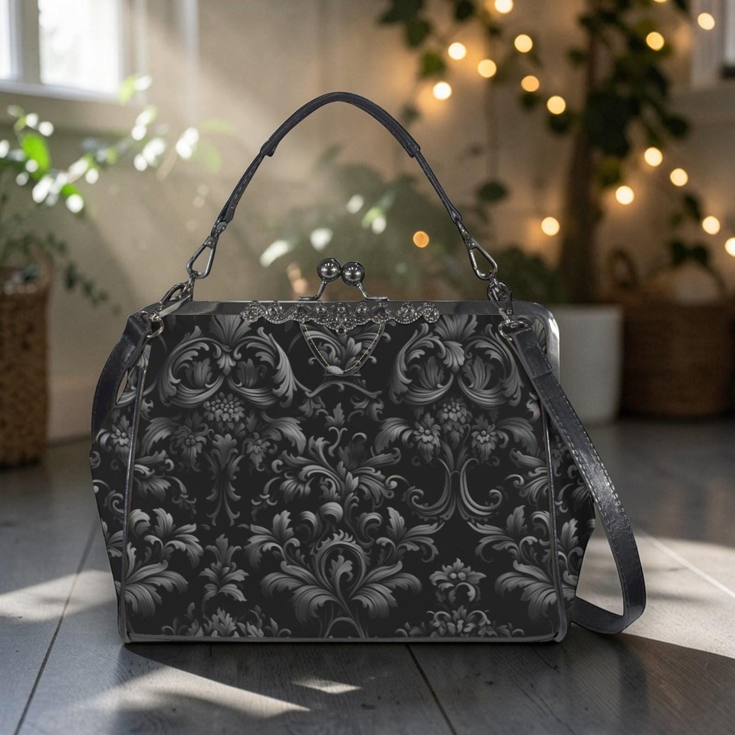 Baroque Black Handbag, Gothic Victorian Purse, Witchy Gift Bag