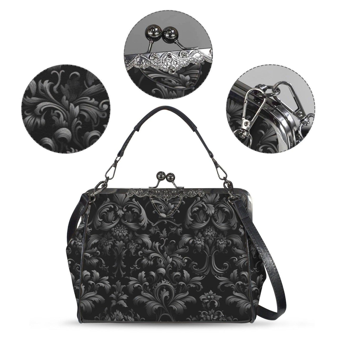 Baroque Black Handbag, Gothic Victorian Purse, Witchy Gift Bag