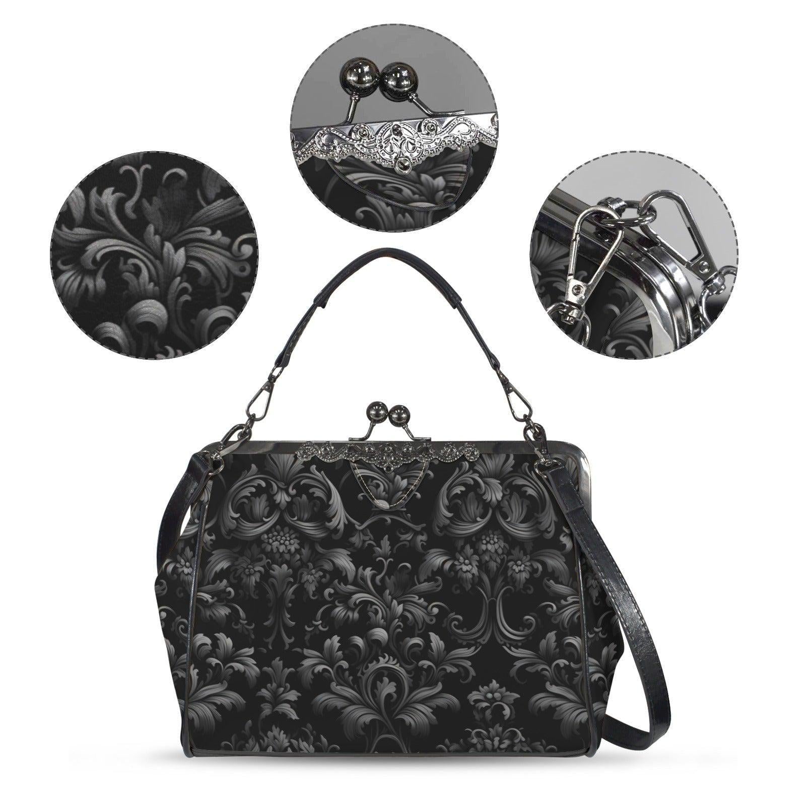 Baroque Black Handbag, Gothic Victorian Purse, Witchy Gift Bag