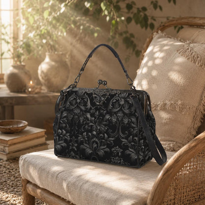 Baroque Black Handbag, Gothic Victorian Purse, Witchy Gift Bag