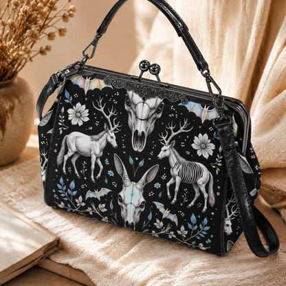 Deer Skull Frame Purse, Taxidermy Style Handbag, Dark Folklore Bag