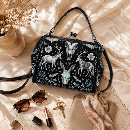 Deer Skull Frame Purse, Taxidermy Style Handbag, Dark Folklore Bag
