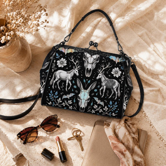 Deer Skull Frame Purse, Taxidermy Style Handbag, Dark Folklore Bag