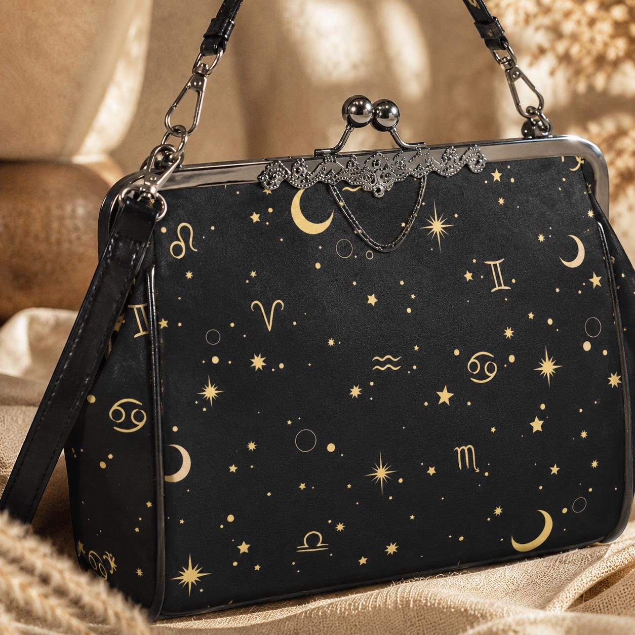 Zodiac Constellation Handbag: Celestial Witchy Clasp Purse