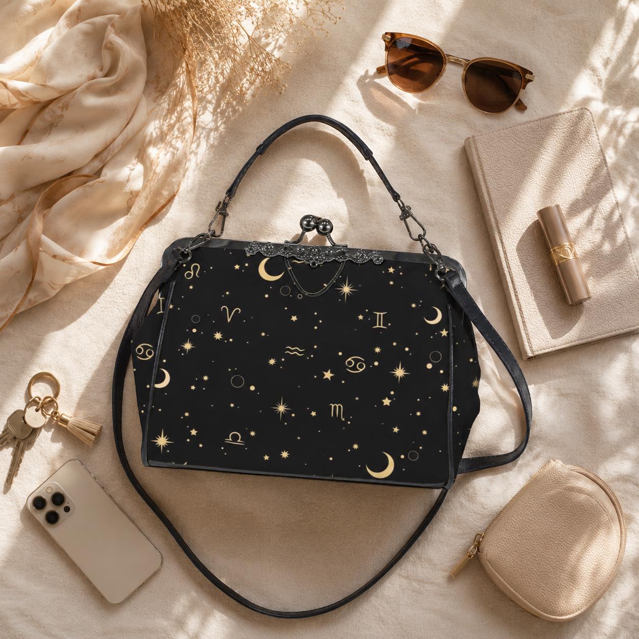 Zodiac Constellation Handbag: Celestial Witchy Clasp Purse