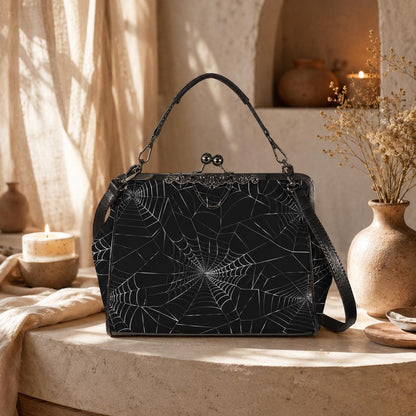 Spiderweb Gothic Bag, Web Purse, Dark Spider Clutch, Halloween Crossbody Satchel, Mystical Gothic Handbag, Occult Spider Bag, Spooky Gift