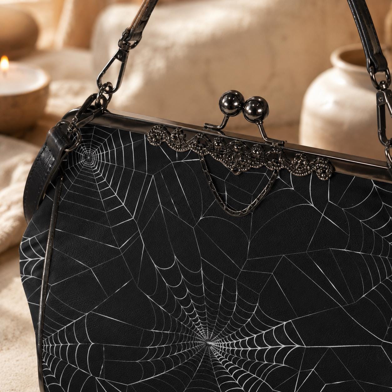 Spiderweb Gothic Bag, Web Purse, Dark Spider Clutch, Halloween Crossbody Satchel, Mystical Gothic Handbag, Occult Spider Bag, Spooky Gift
