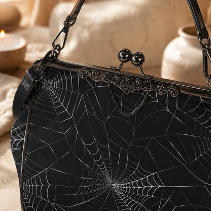 Spiderweb Gothic Bag, Web Purse, Dark Spider Clutch, Halloween Crossbody Satchel, Mystical Gothic Handbag, Occult Spider Bag, Spooky Gift