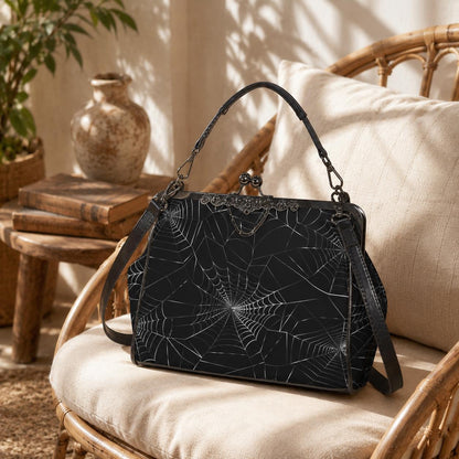 Spiderweb Gothic Bag, Web Purse, Dark Spider Clutch, Halloween Crossbody Satchel, Mystical Gothic Handbag, Occult Spider Bag, Spooky Gift