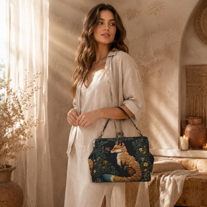 Fox Woodland Purse, Forest Animal Bag, Witchy Nature Clutch