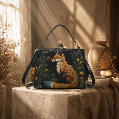 Fox Woodland Purse, Forest Animal Bag, Witchy Nature Clutch