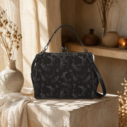 Black Moon Purse, Gothic Lunar Clutch, Dark Celestial Bag