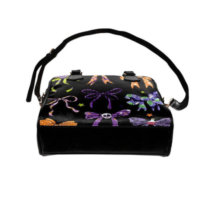 Halloween Bow Purse, Spooky Ribbon Handbag, Goth Skull Satchel, Dark Coquette Bag