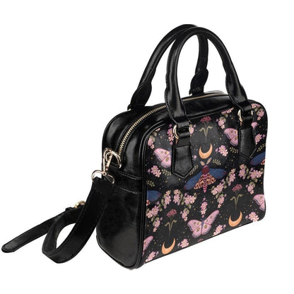 Celestial Moth Purse, Moon Phase Satchel Bag, Witchy Floral Handbag
