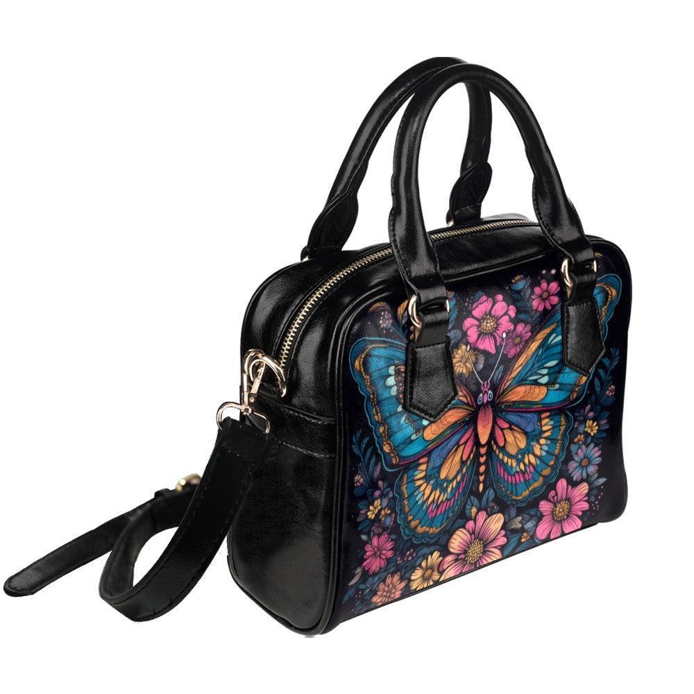 Butterfly Handbag, Colorful Floral Purse, Art Nouveau Statement Satchel