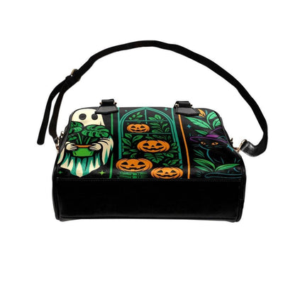 Halloween Satchel Purse, Ghost Plant Bag, Pumpkin Cat Witch Handbag