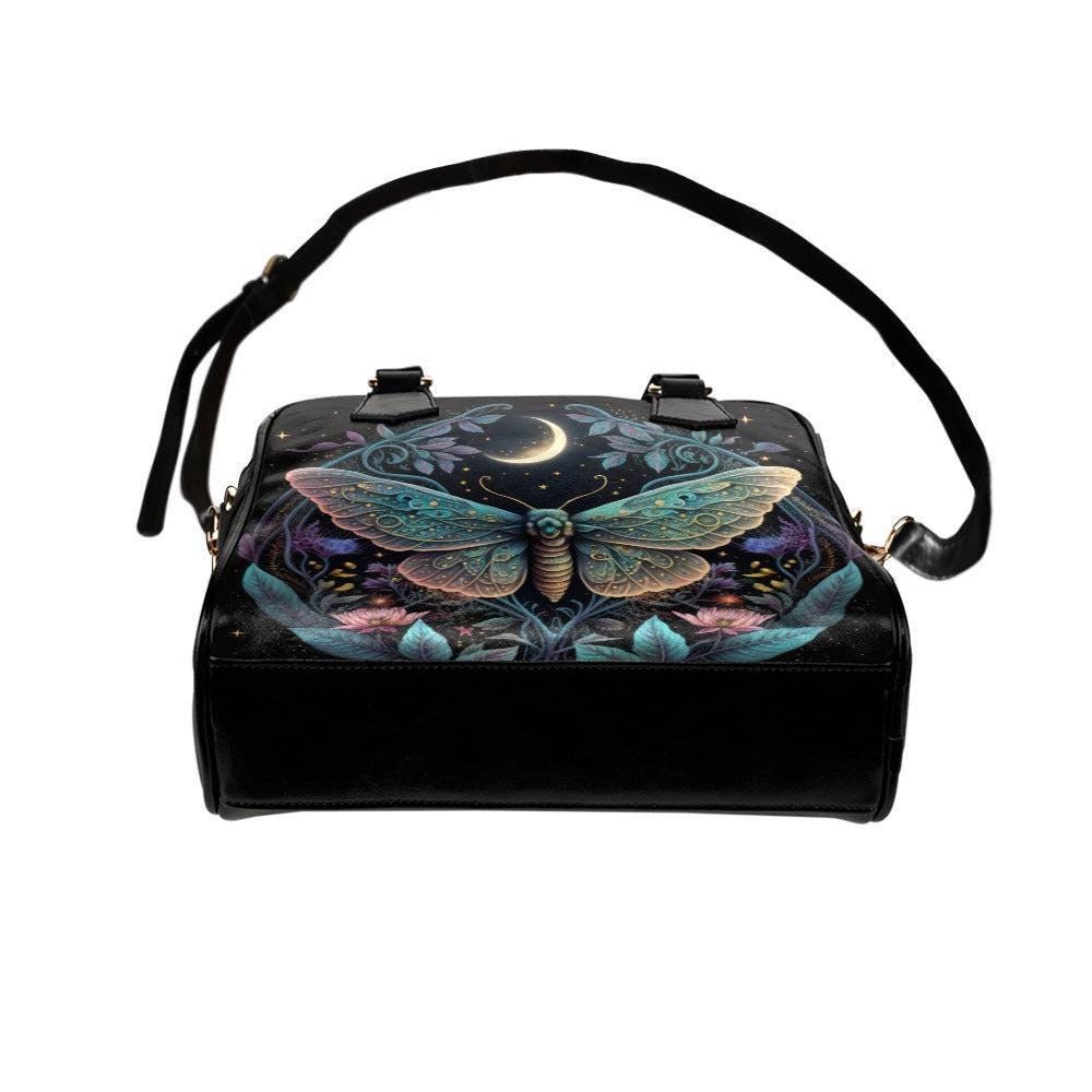 Celestial moth moon handbag, witchy astrology crossbody bag, mystical travel tote, enchanted everyday purse