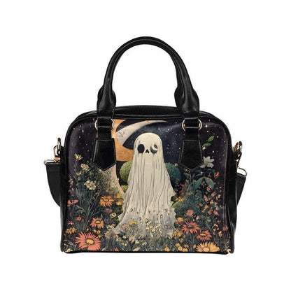 Ghost Handbag Floral Crossbody Purse, Spooky Cute Satchel Bag, Cottagecore Goth Gift