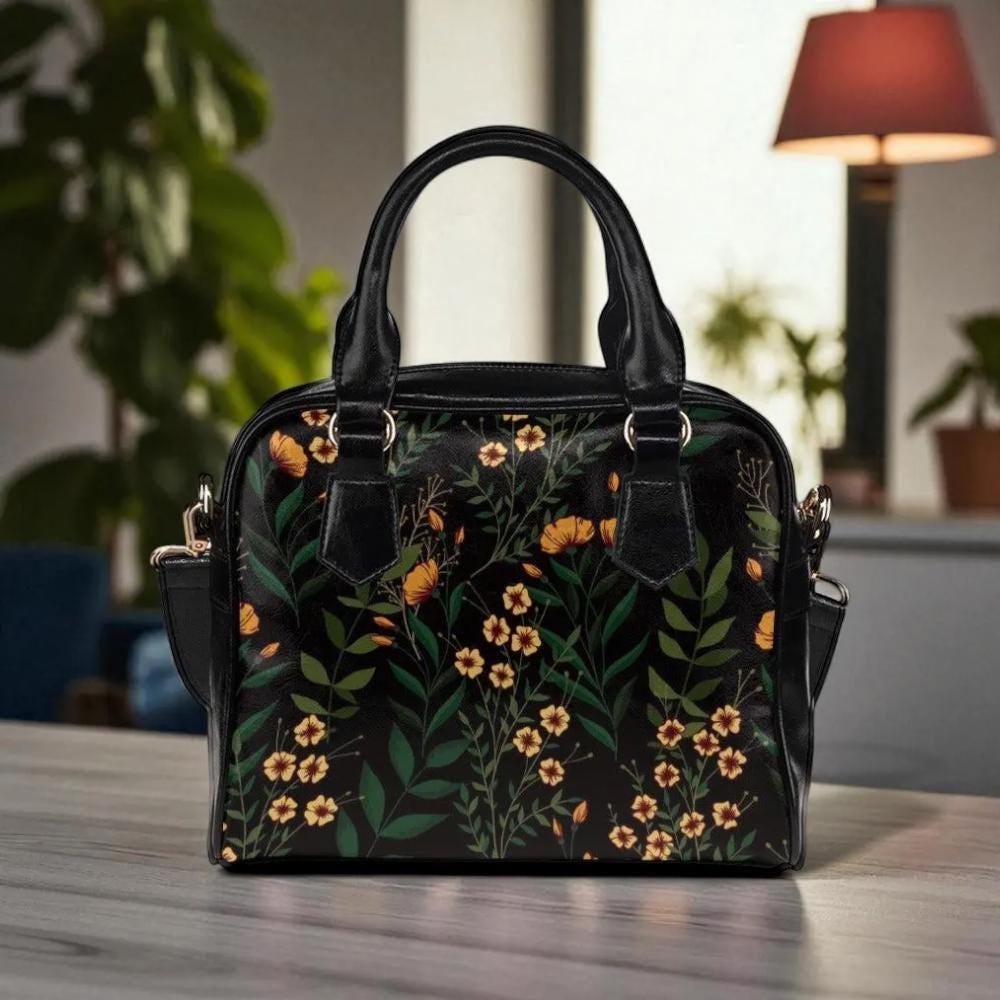Floral handbag, botanical tote, cottagecore purse