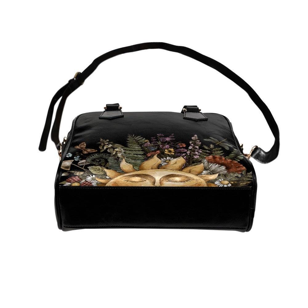 Satchel Purse, Woodland Sun Floral Handbag, Cottagecore Top Handle Bag