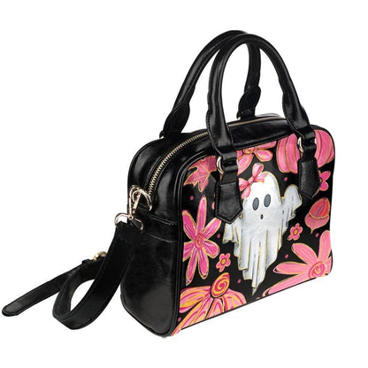 Pink Ghost Purse, Coquette Spooky Handbag, Floral Pumpkin Top Handle Bag