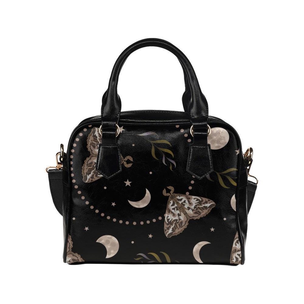 Moon Moth Handbag, Gothic Top Handle Purse, Witchy Crossbody Bag