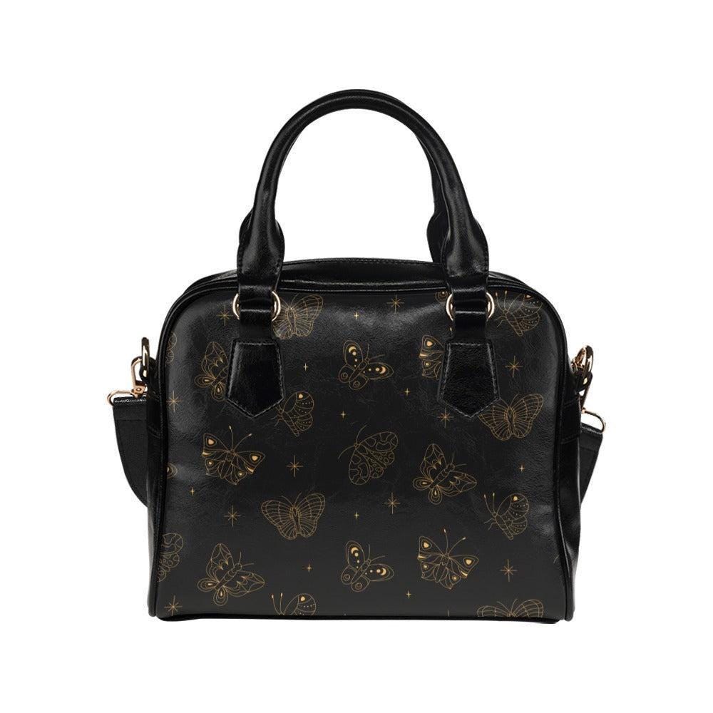 Butterfly Satchel Bag, Black Line Art Handbag, Minimalist Boho Purse