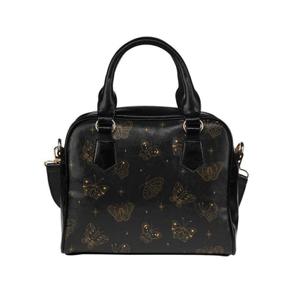 Butterfly Satchel Bag, Black Line Art Handbag, Minimalist Boho Purse